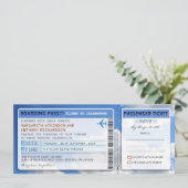 Sky Boarding Pass Hochzeitskarte einladen mit uAwg Einladung (Stehend Vorderseite)