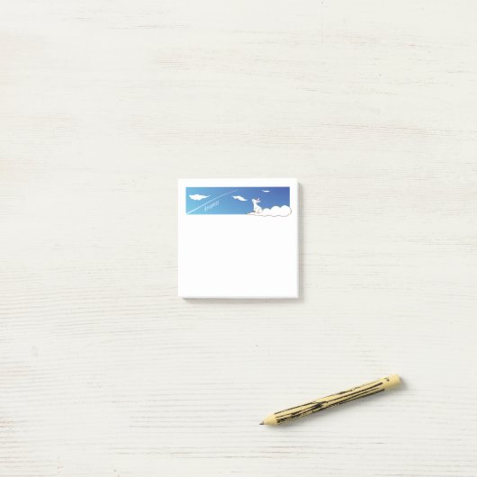 Sky Bunny Sticky Notes mit anpassbarem Text Post-it Klebezettel (Auf Schreibtisch)