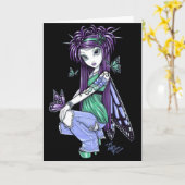 "Sky" Butterfly Rose Tattoo Fairy Card Karte (Gelbe Blume)