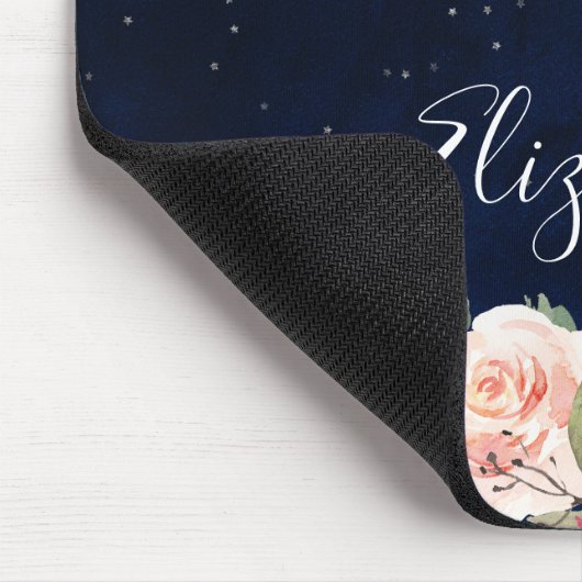 Sky Celestial Moon Stars Floral Mousepad (Ecke)