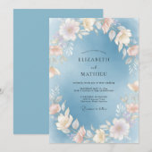 Sky Champagne Bloom Hochzeit Einladung (Vorne/Hinten)