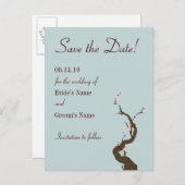 Sky Cherry Blossom Save the Date Ankündigungspostkarte (Vorne/Hinten)