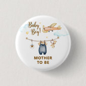 Sky Clothesline Airplane Mother To Be Baby Shower Button (Vorderseite)