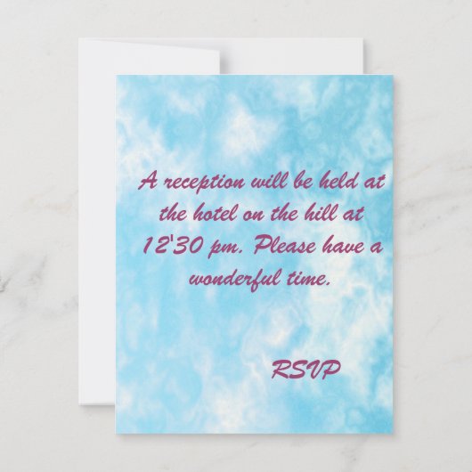 Sky Cloud Hochzeitseinladungen. Einladung (Rückseite)