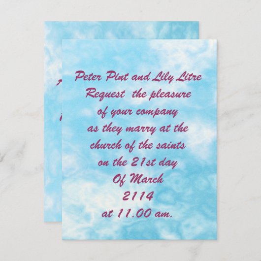 Sky Cloud Hochzeitseinladungen. Einladung (Vorne/Hinten)