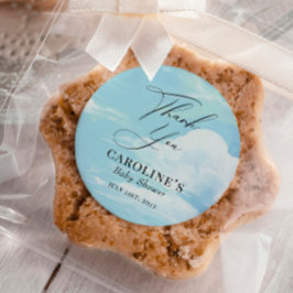 Sky Clouds Blue Baby Dusche Vielen Dank Runder Aufkleber