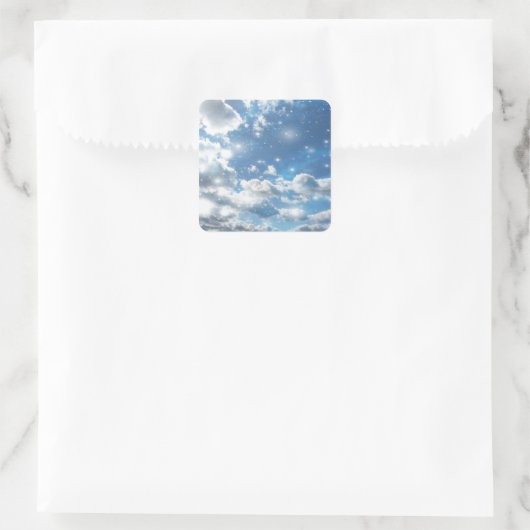 Sky Clouds Glitzern Quadratischer Aufkleber (Tasche)