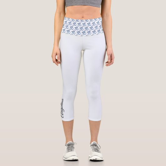 Sky & Clouds Om Symbol Hochwaisted Capri Leggings (Vorderseite)