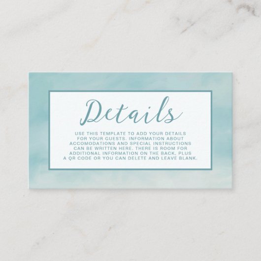 Sky Clouds Wedding Details Card Ethereal Blue Begleitkarte (Vorderseite)