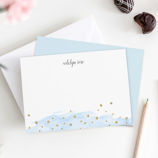 Sky | Confetti Pop Personalisiert Stationery Flat Mitteilungskarte