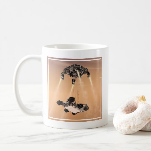 Sky Crane-Manöver während des Abstiegs der Mars Kaffeetasse (Mit Donut)