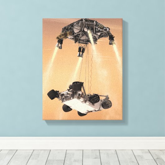 Sky Crane-Manöver während des Abstiegs der Mars Leinwanddruck (Insitu (Holzboden))