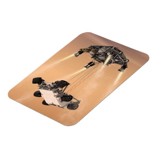 Sky Crane-Manöver während des Abstiegs der Mars Magnet (Linke Seite)