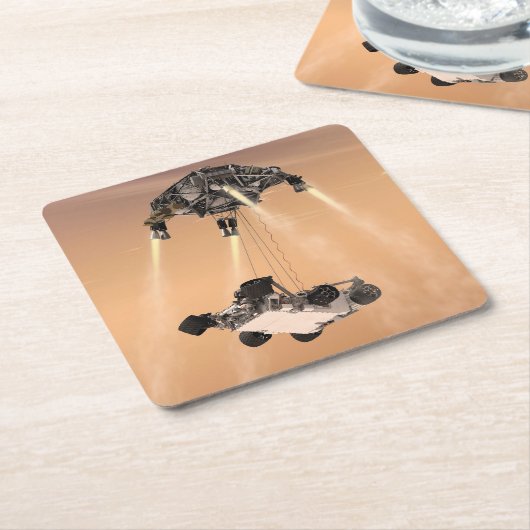 Sky Crane-Manöver während des Abstiegs der Mars Rechteckiger Pappuntersetzer (angewinkelt)