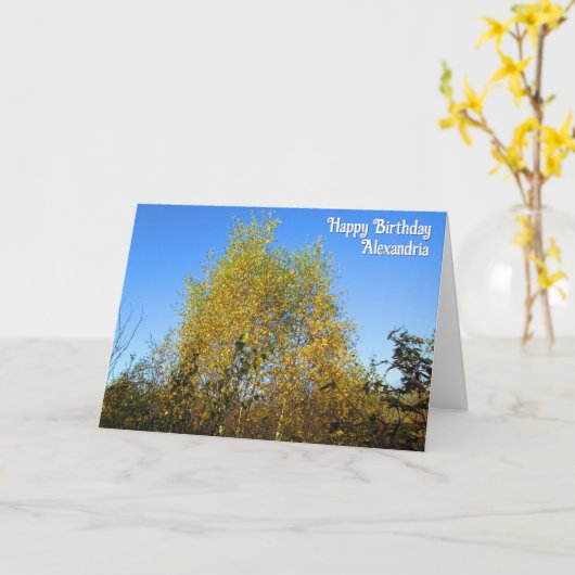 Sky Dancing Autumn Leaves - Custom Birthday Card Karte (Gelbe Blume)