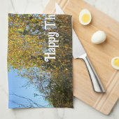 Sky Dancing Autumn Leaves - Custom Erntedank Geschirrtuch (Viertel Falte)