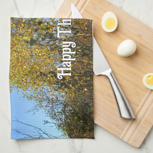 Sky Dancing Autumn Leaves - Custom Erntedank Geschirrtuch (Viertel Falte)