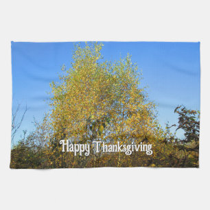 Sky Dancing Autumn Leaves - Custom Erntedank Geschirrtuch