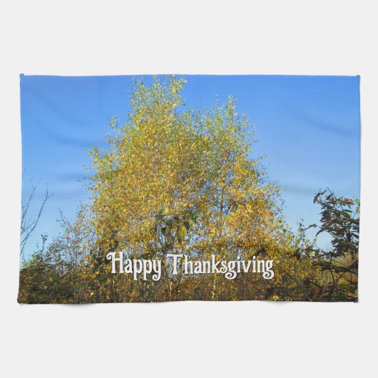 Sky Dancing Autumn Leaves - Custom Erntedank Geschirrtuch (Horizontal)