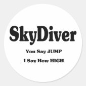 Sky Diver Runder Aufkleber (Vorderseite)