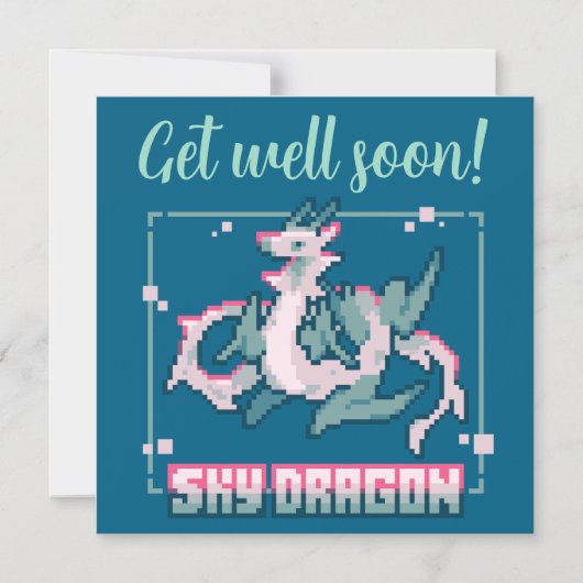 Sky Dragon pixel art Get well soon Magneteinladung (Vorderseite)