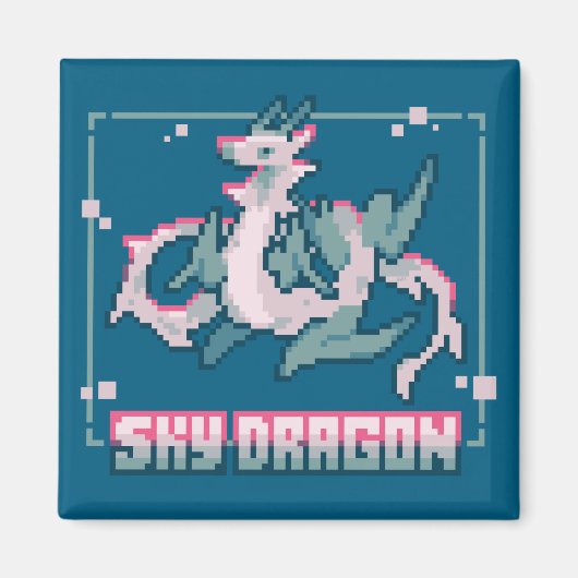 Sky Dragon, pixel art Magnet (Vorne)