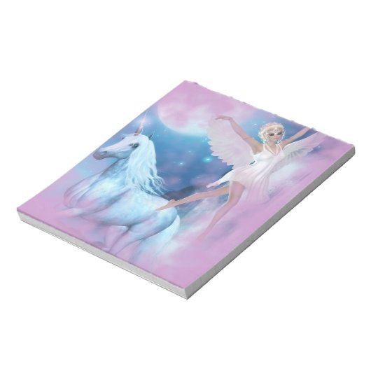 Sky Fee Asparas und Unicorn Vignette Notizblock (Rotiert)