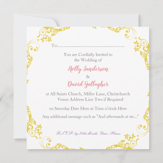 Sky & Fields Design Wedding Einladung (Rückseite)