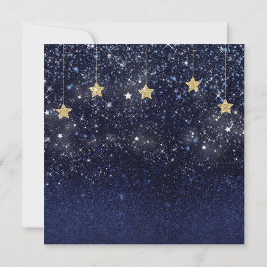 Sky Full Stars Starry Night Gold Blue Party Einladung (Rückseite)