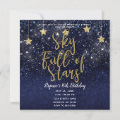 Sky Full Stars Starry Night Gold Blue Party Einladung (Vorderseite)