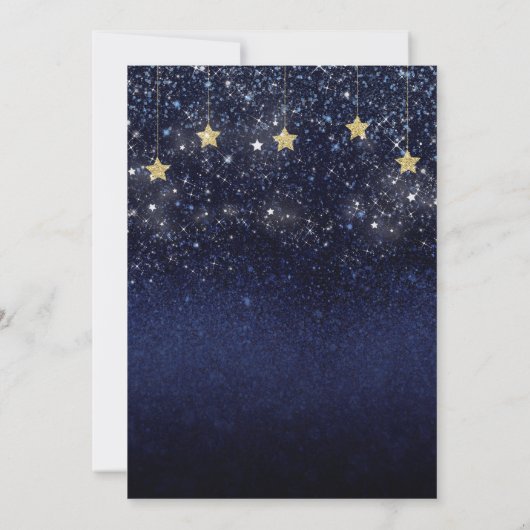 Sky Full Stars Starry Night Gold Blue Party Einladung (Rückseite)