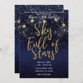 Sky Full Stars Starry Night Gold Blue Party Einladung (Vorne/Hinten)