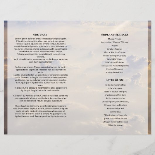 Sky Funeral Program template (Rückseite)