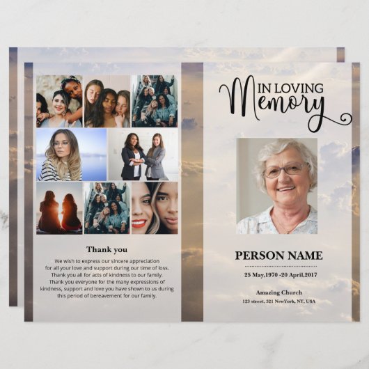 Sky Funeral Program template (Vorne/Hinten)