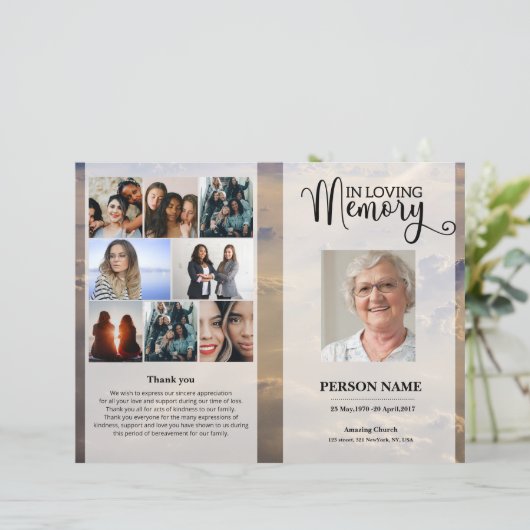 Sky Funeral Program template (Stehend Vorderseite)