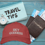 Sky Goddess Typografie, Wanderlust, Einfach Bestickte Baseballkappe<br><div class="desc">Sky Goddess Typografie,  Wanderlust,  einfache bestickte Baseballkappe. Mit unserem Wanderlust-Cap lassen Sie Ihre Abenteuerlust entfalten. Dieses stilvolle Cap zeichnet sich durch ein Design aus,  das für jeden Reisenden das Herz bezaubert. Das Copyright steigt in Stildesigns.</div>