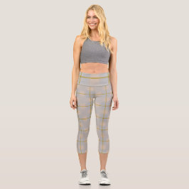 Sky + Gras Kariert Capri Leggings