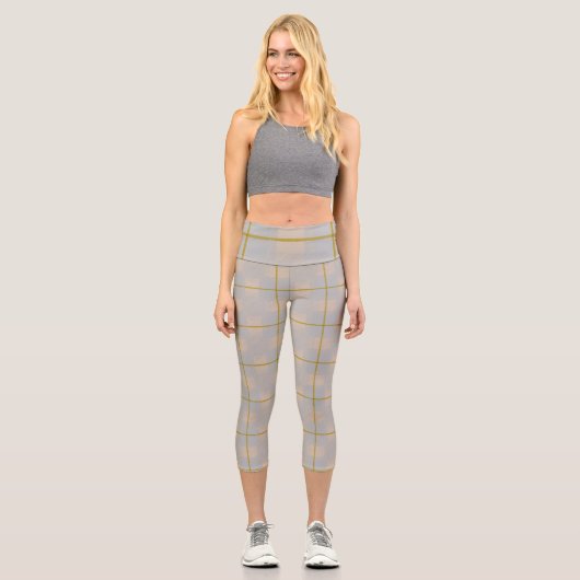 Sky + Gras Kariert Capri Leggings (Vorderseite)