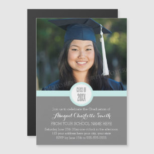 Sky Gray Modern Graduation Party Magnetic Card Magneteinladung