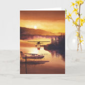 "Sky Harbour" Flugzeug Wasserfarbe Karte (Gelbe Blume)