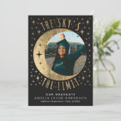 Sky ist das Limit Abschluss Foto Announcement Card Einladung (Stehend Vorderseite)