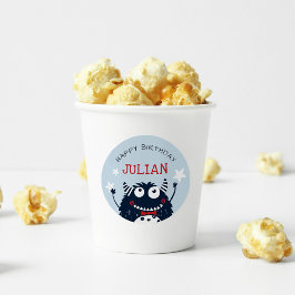 Sky | Kleines Monster Personalisierter Kindergebur Runder Aufkleber