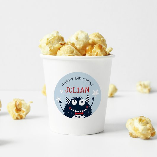 Sky | Kleines Monster Personalisierter Kindergebur Runder Aufkleber