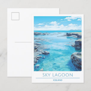 Sky Lagoon Island Vintage Travel Postkarte