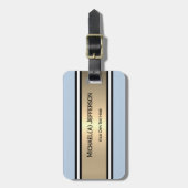 Sky Light Blue Gold Black White Stripe Timeless Gepäckanhänger (Vorderseite vertikal)
