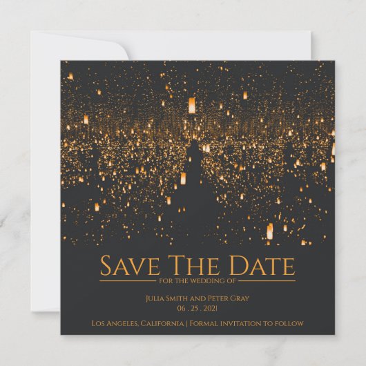 Sky Lights Save the Date Wedding Einladung (Vorderseite)