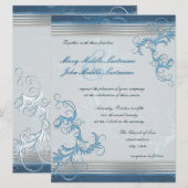 Sky Metallic Effect Floral Border Einladung (Vorne/Hinten)