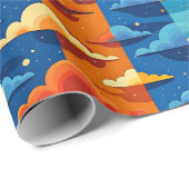 SKY MOON NIGHT CLOUUUES GESCHENKPAPIER (Rolleneckpunkt)