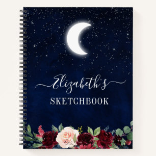 Sky Moon Stars Floral Sketchbook Notizblock