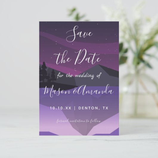 Sky Night Astronomy Galaxy Pink Lila Milchfläche Save The Date (Stehend Vorderseite)